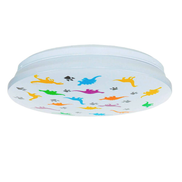 LED Deckenlampe IP44 Weiß Bunt Ø 33,5 cm 4000 K Dinosaurier