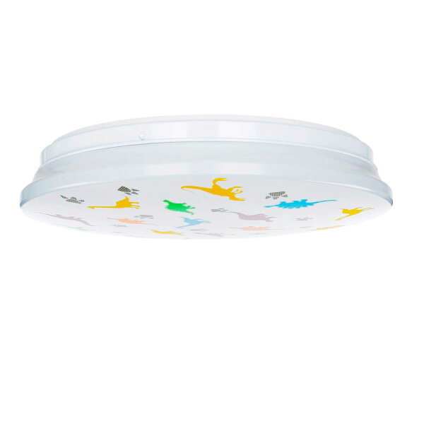 LED Deckenlampe IP44 Weiß Bunt Ø 33,5 cm 4000 K Dinosaurier