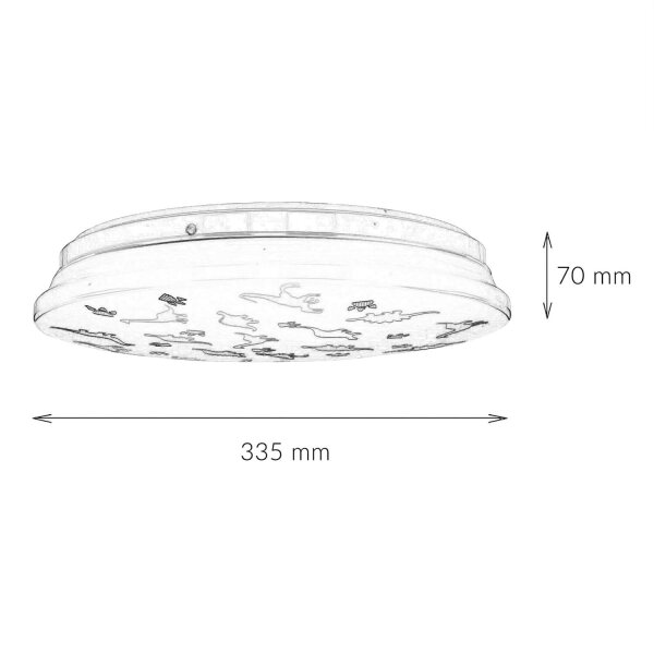LED Deckenlampe IP44 Weiß Bunt Ø 33,5 cm 4000 K Dinosaurier