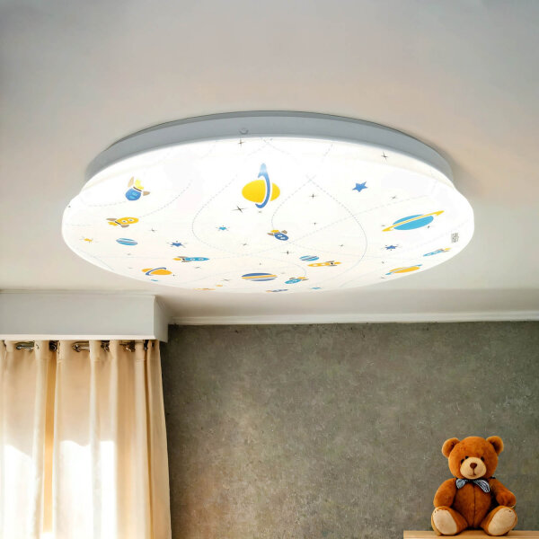 LED Deckenlampe IP44 Ø 33,5 cm rund Weiß Bunt 4000 K Weltall
