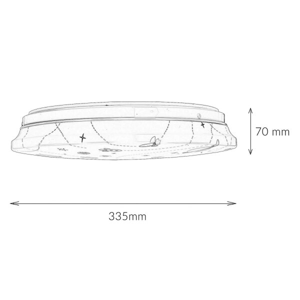 LED Deckenlampe IP44 Ø 33,5 cm rund Weiß Bunt 4000 K Weltall