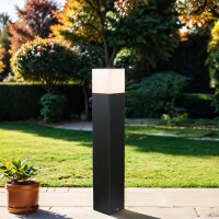 Wegeleuchte 50 cm klein IP44 E27 Schwarz Weiß eckig