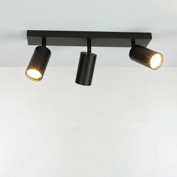 Deckenstrahler Schwarz GU10 3-flammig B: 39,5 cm schwenkbar