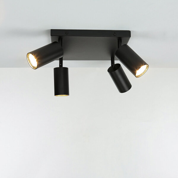 Deckenlampe Schwarz B: 25 cm schwenkbar 4-flammig GU10