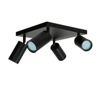Deckenlampe Schwarz B: 25 cm schwenkbar 4-flammig GU10
