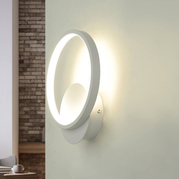 LED Wandleuchte Ring Ø 19,5 cm 4100 K Metall 760 lm Weiß