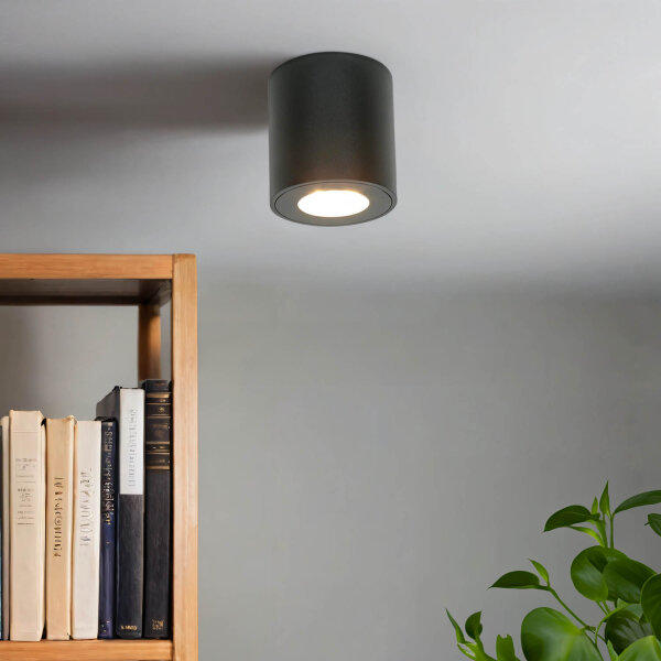Außenleuchte Schwarz IP54 GU10 Ø 8 cm Aluminium Glas