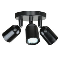 Deckenspot 3-flammig Schwarz GU10 Ø 15 cm klein...