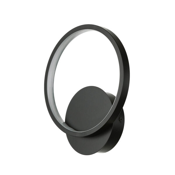 LED Wandlampe Schwarz Ring Ø 19,5 cm Aluminium 4100 K