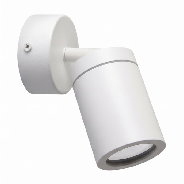 Wandlampe Weiß Ø 7 cm klein schwenkbar GU10 Metall Glas IP44
