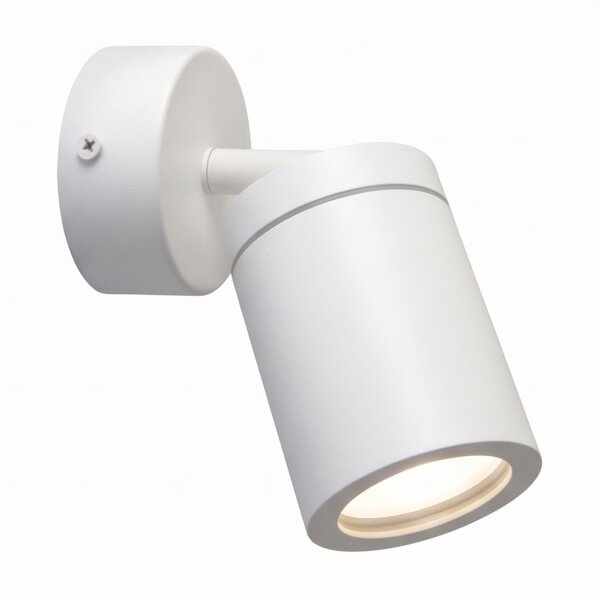 Wandlampe Weiß Ø 7 cm klein schwenkbar GU10 Metall Glas IP44