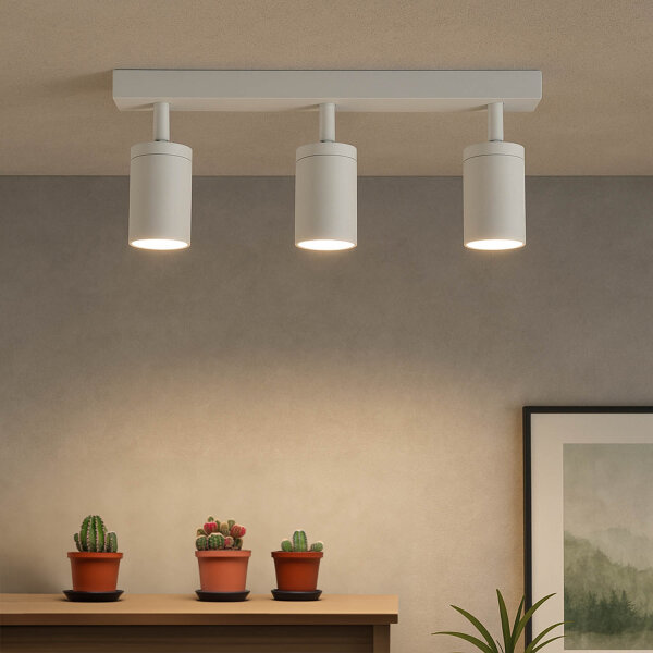Deckenspot IP44 Weiß B: 39 cm klein 3-flammig GU10 schwenkbar