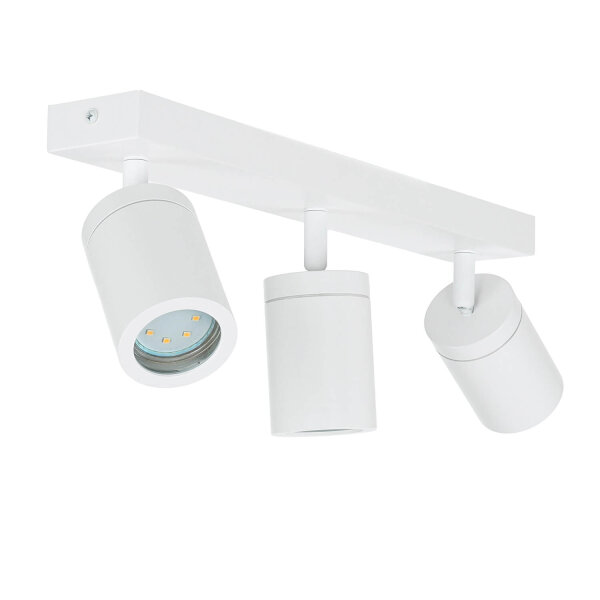 Deckenspot IP44 Weiß B: 39 cm klein 3-flammig GU10 schwenkbar
