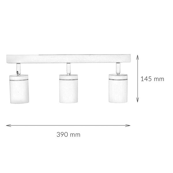 Deckenspot IP44 Weiß B: 39 cm klein 3-flammig GU10 schwenkbar