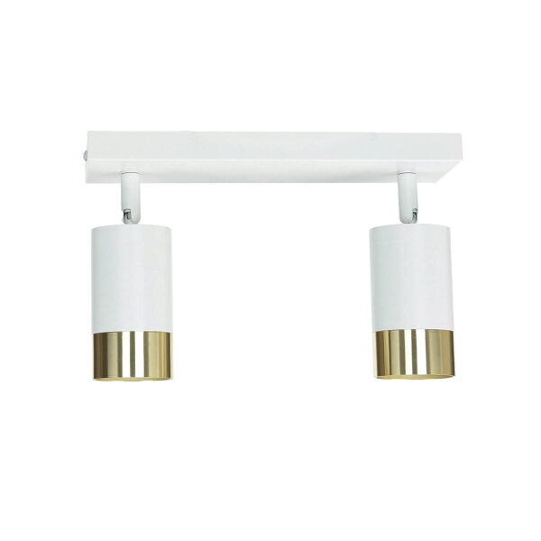 Deckenlampe schwenkbar B: 25 cm 2-flammig GU10 in Weiß Gold