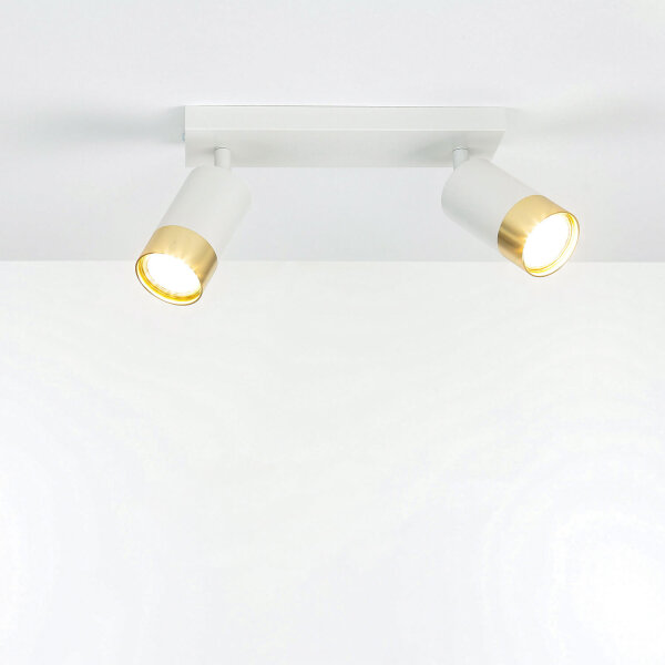 Deckenlampe schwenkbar B: 25 cm 2-flammig GU10 in Weiß Gold