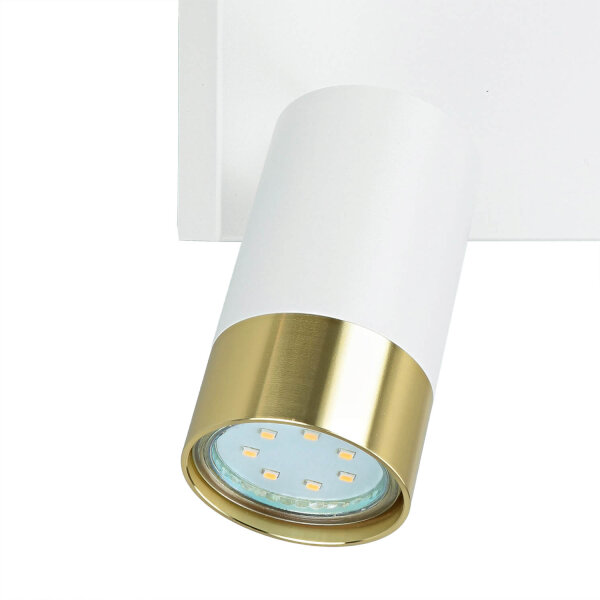 Deckenstrahler Metall B: 25 cm Weiß Gold klein 4-flammig GU10
