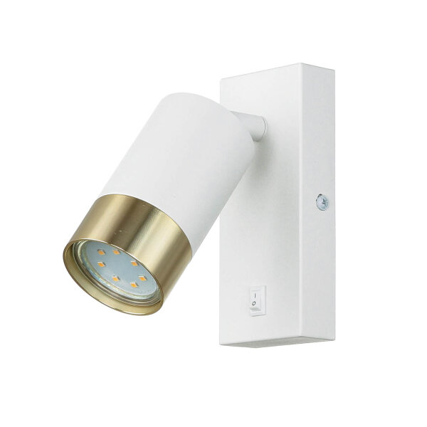 Wandspot Metall GU10 H: 14 cm Schalter schwenkbar Weiß Gold