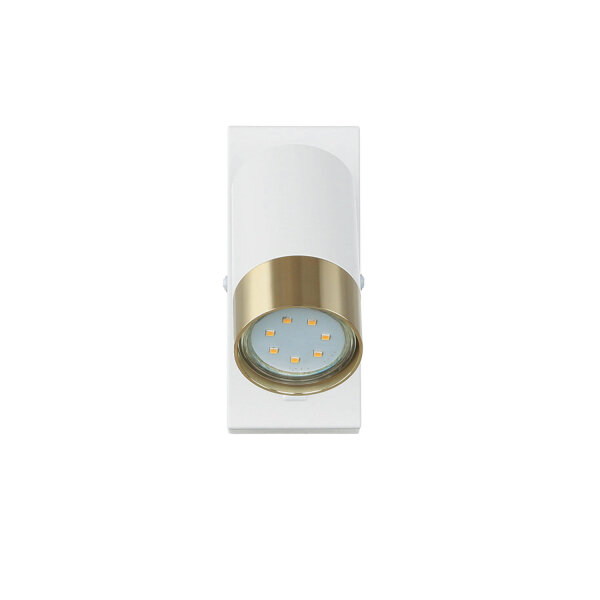 Wandspot Metall GU10 H: 14 cm Schalter schwenkbar Weiß Gold