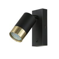 Wandleuchte mit Schalter Metall GU10 schwenkbar Schwarz Gold