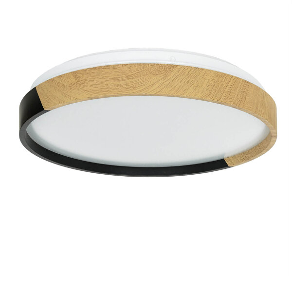 Deckenleuchte LED Ø 33 cm rund Holz-Optik Schwarz IP44 4000 K