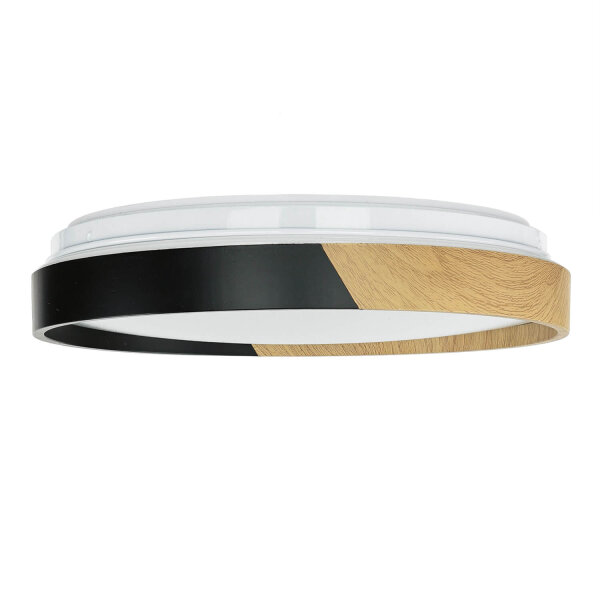 Deckenleuchte LED Ø 33 cm rund Holz-Optik Schwarz IP44 4000 K