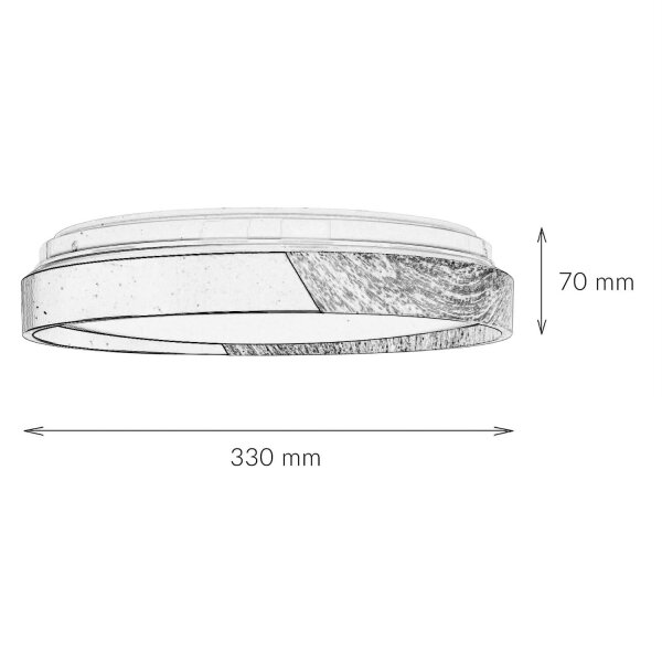 Deckenleuchte LED Ø 33 cm rund Holz-Optik Schwarz IP44 4000 K