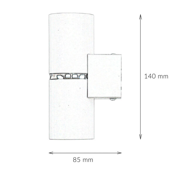 Wandleuchte H: 15c m klein Weiß Chrom 2x GU10 Up Down
