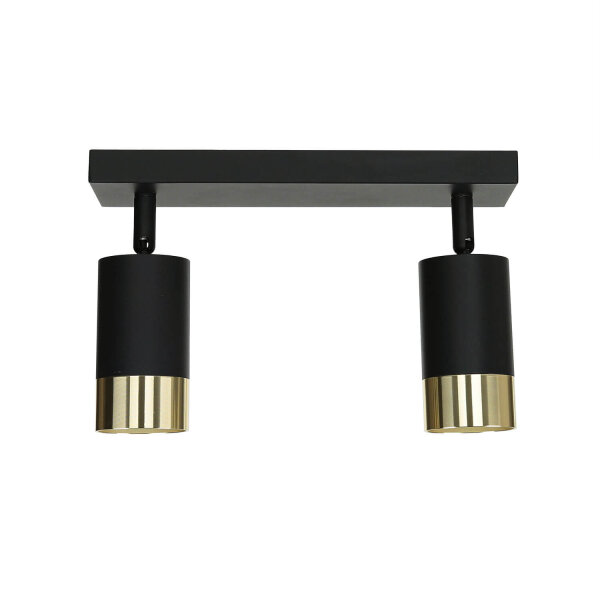 Deckenleuchte 2-flammig B: 25 cm klein GU10 Schwarz Gold