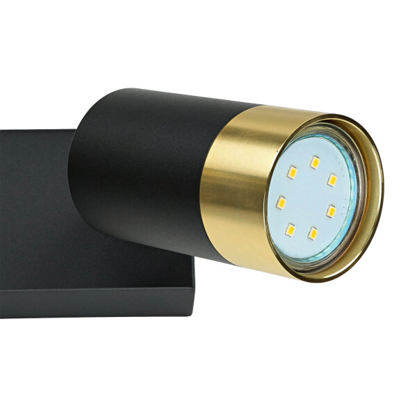 Deckenleuchte 2-flammig B: 25 cm klein GU10 Schwarz Gold