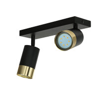 Deckenleuchte 2-flammig B: 25 cm klein GU10 Schwarz Gold