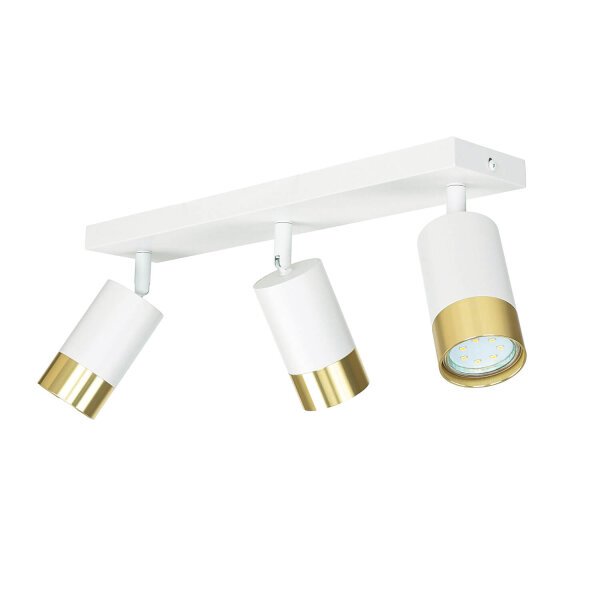 Deckenleuchte Metall B: 39,5 cm 3-flammig GU10 Weiß Gold