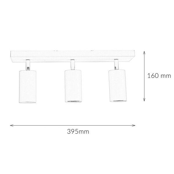 Deckenleuchte Metall B: 39,5 cm 3-flammig GU10 Weiß Gold