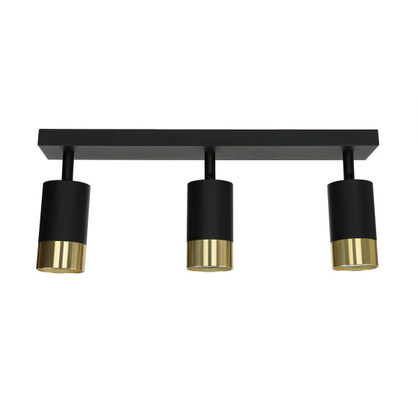 Deckenlampe 3-flammig B: 39,5 cm schwenkbar GU10 Schwarz Gold
