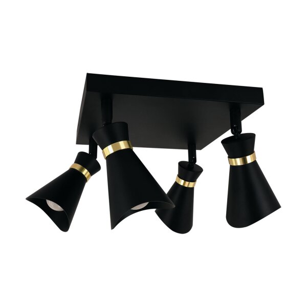 Deckenspot Metall B: 25 cm schwenkbar E14 in Schwarz Gold