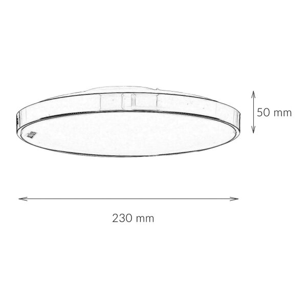 LED Deckenlampe Ø 23 cm H: 5 cm IP44 Schwarz Weiß 4000 K