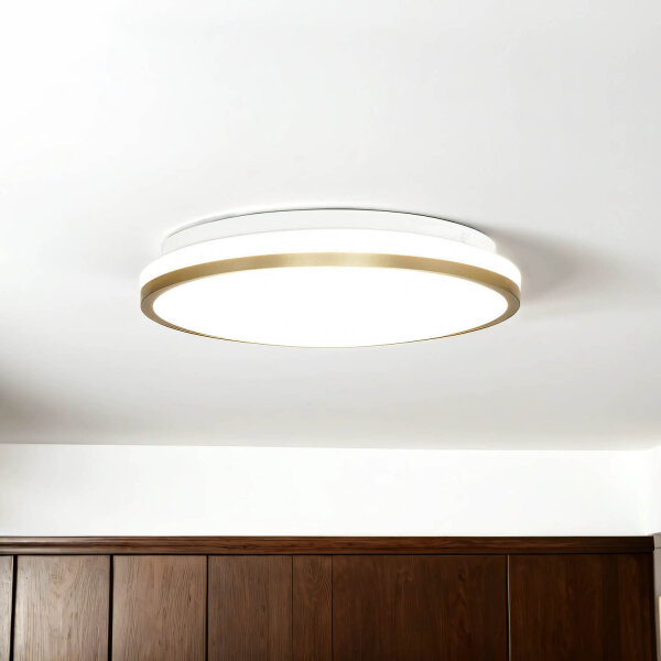 LED Deckenlampe rund Ø 28 cm 4000 K neutralweiß in Weiß Gold