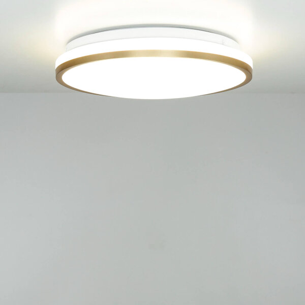 LED Deckenlampe rund Ø 28 cm 4000 K neutralweiß in Weiß Gold