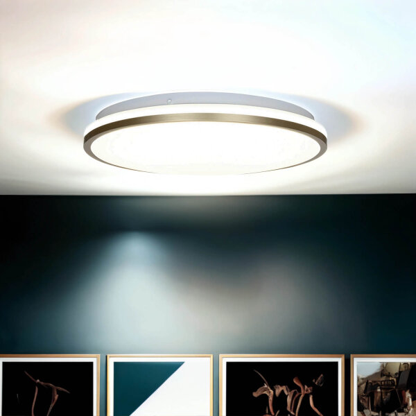 LED Deckenleuchte Weiß Gold Ø 33 cm rund 4000 K 1040 lm IVAN