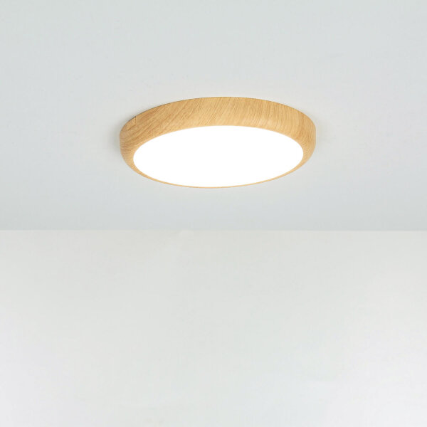 LED Deckenleuchte Holz Optik Ø 25 cm rund 2 Lichtmodi