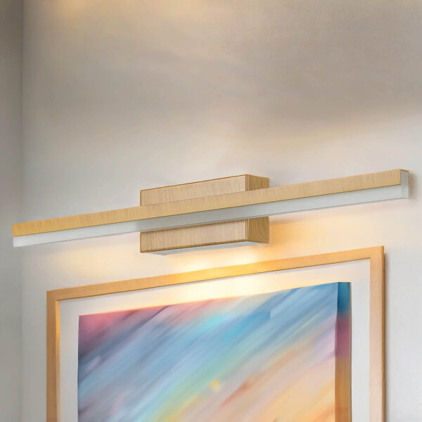 LED Wandleuchte Bad IP44 B: 50 cm 4000 K Edelstahl Holzoptik