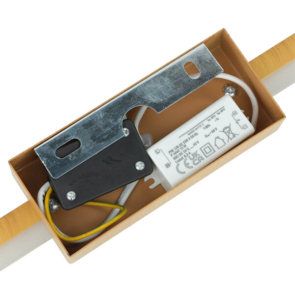 LED Wandleuchte Bad IP44 B: 50 cm 4000 K Edelstahl Holzoptik