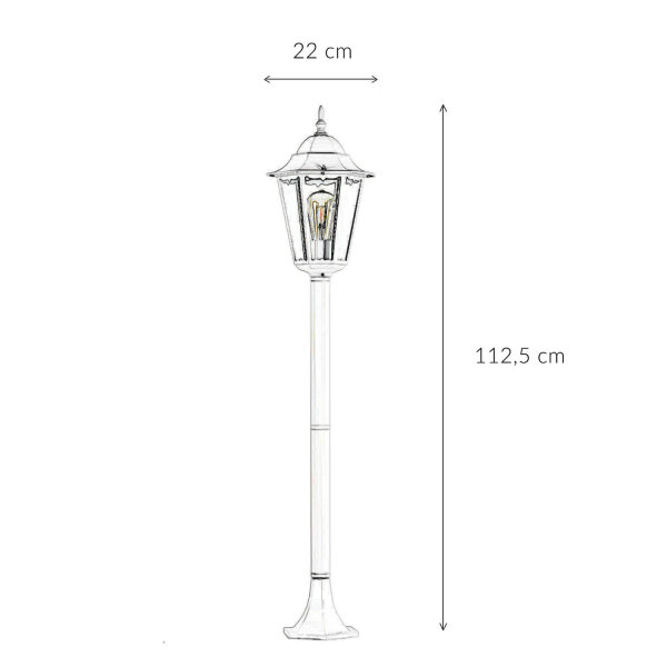 Wegeleuchte außen 112,5cm IP44 Weiß Gold E27 Glas Alu Rustikal