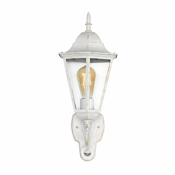 Große Außenlampe mit Bewegungsmelder E27 Weiß-Gold IP44