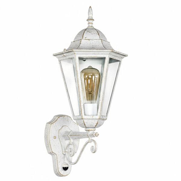 Große Außenlampe mit Bewegungsmelder E27 Weiß-Gold IP44