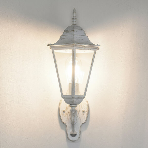 Große Außenlampe mit Bewegungsmelder E27 Weiß-Gold IP44