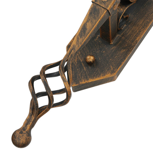 Wandfackel IP44 H: 77,5 cm Schwarz-Kupfer Rustikal E27 CASTLE