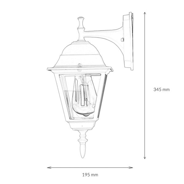 Außenlampe E27 IP44 H: 34,5 cm in Weiß Gold Rustikal