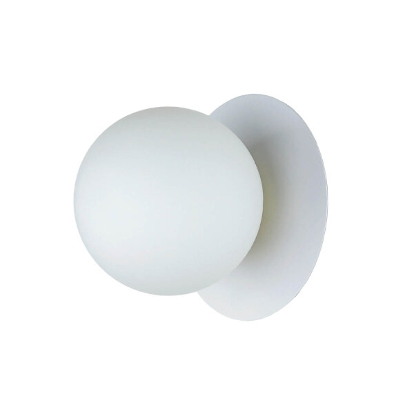 Wandleuchte rund Kugel Weiß Ø15cm Glas Schirm Wandlampe