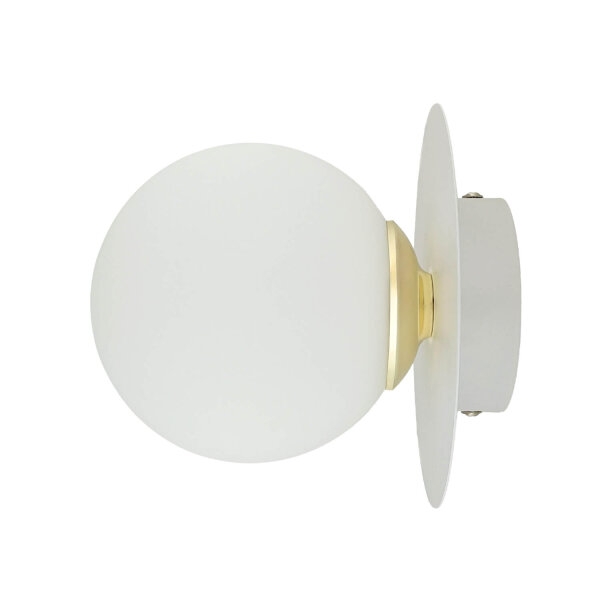 Wandleuchte rund Kugel Weiß Ø15cm Glas Schirm Wandlampe
